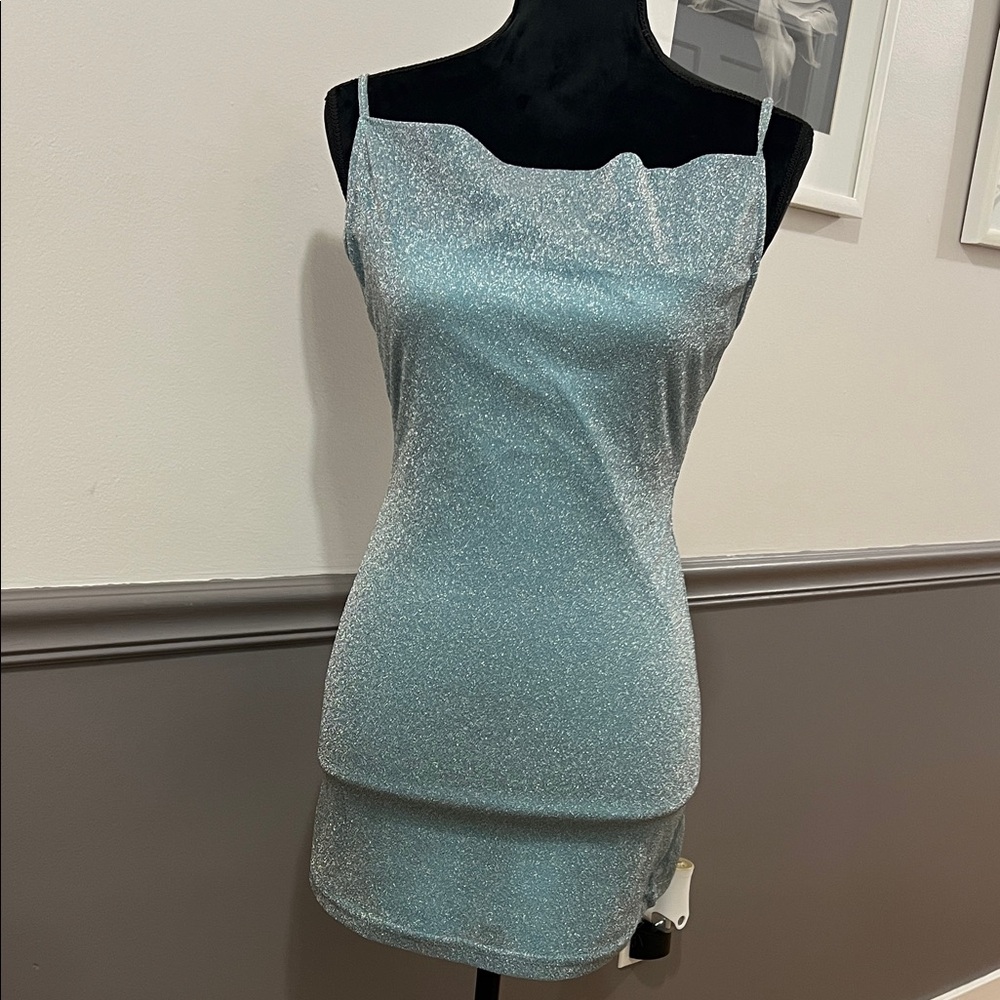 Sparkling Teal Mini Dress